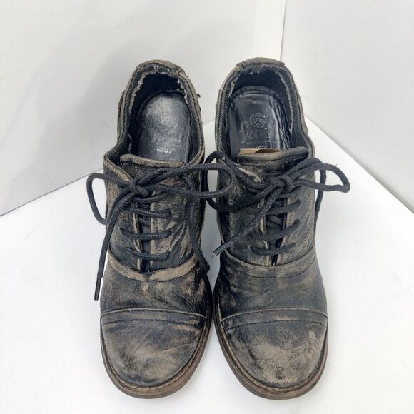Feud britannia 'Learner' Lace Up Leather Ankle Booties w/ Stacked Heels Sz 6 - Picture 6 of 16